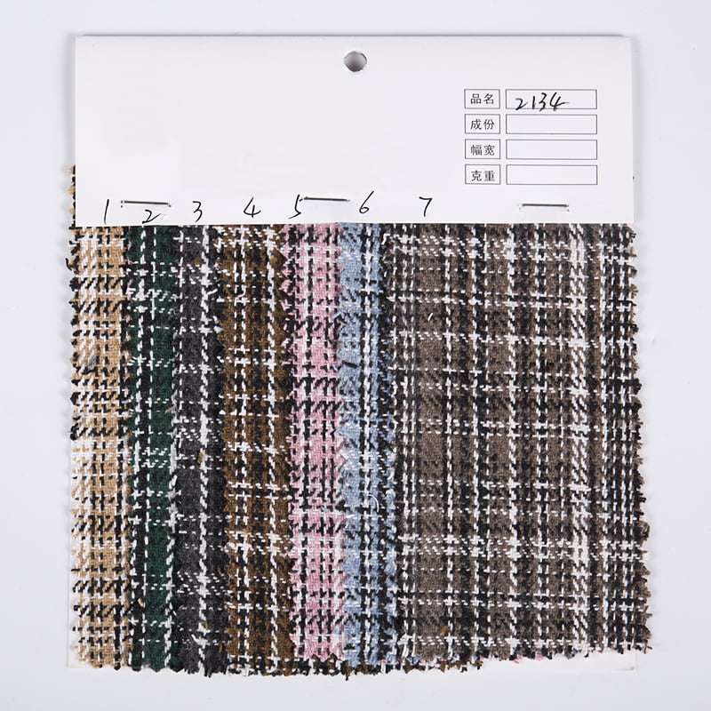 Black Lines Check Plaid Tweed Fabric 2134