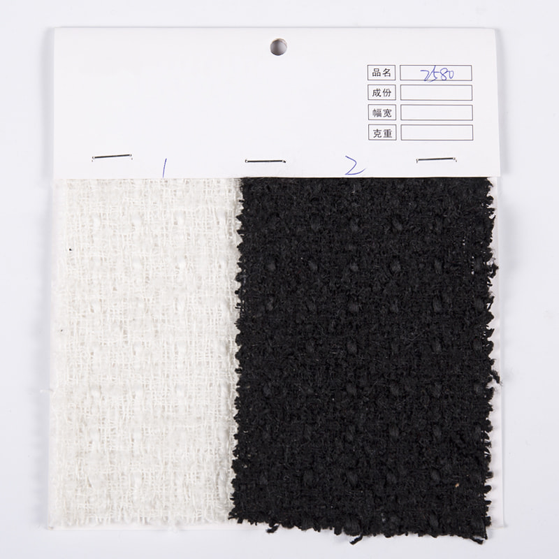 Black White Loop Yarn Tweed Fabric For Garments 2580