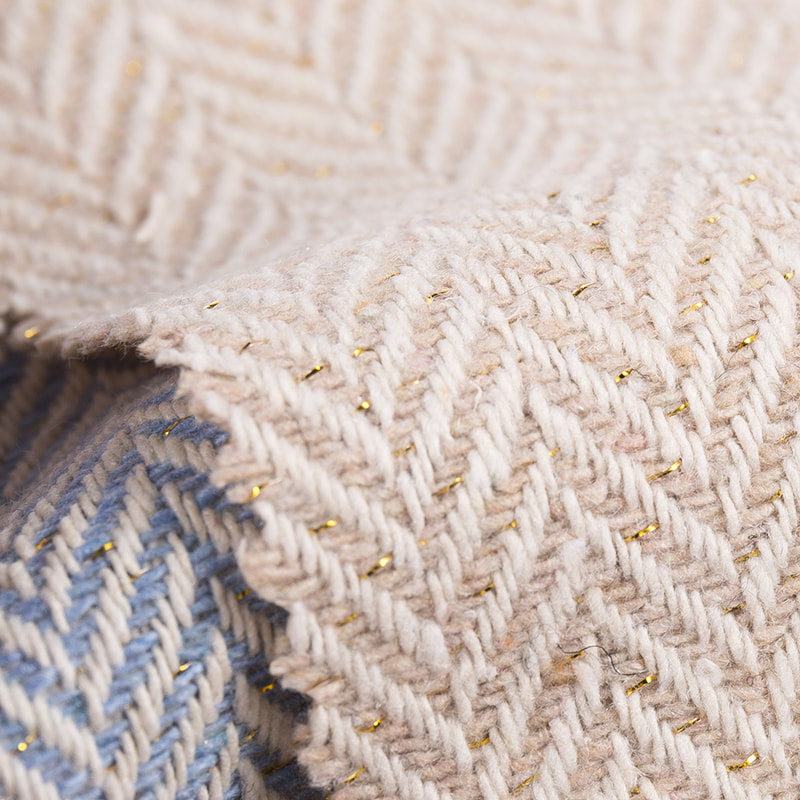 Metallic Herringbone Gold Woven Tweed Fabric 2968