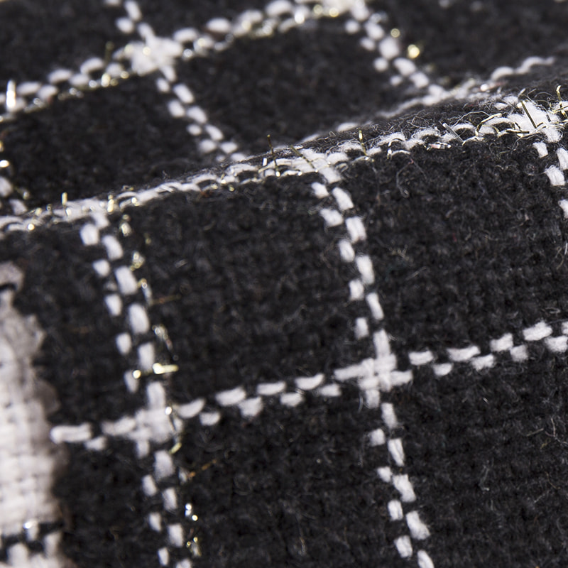 Woven Metallic Wool Windowpane Tweed Fabric 3087