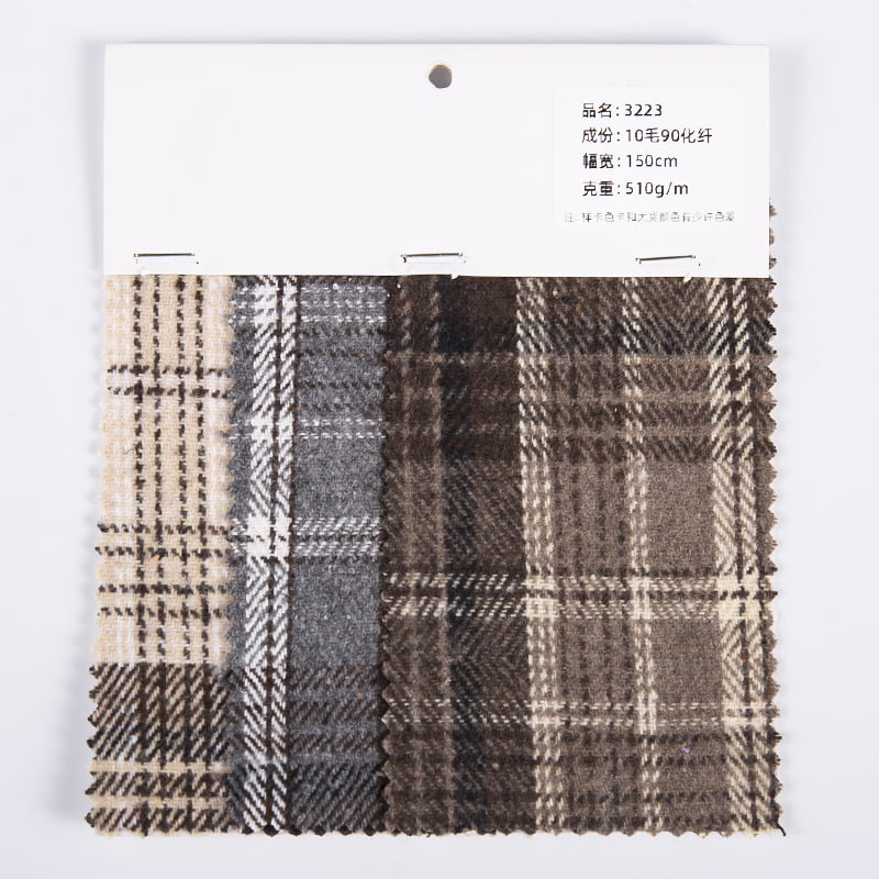 Plaid Twill Wool Touching Tweed Fabric From China 3223