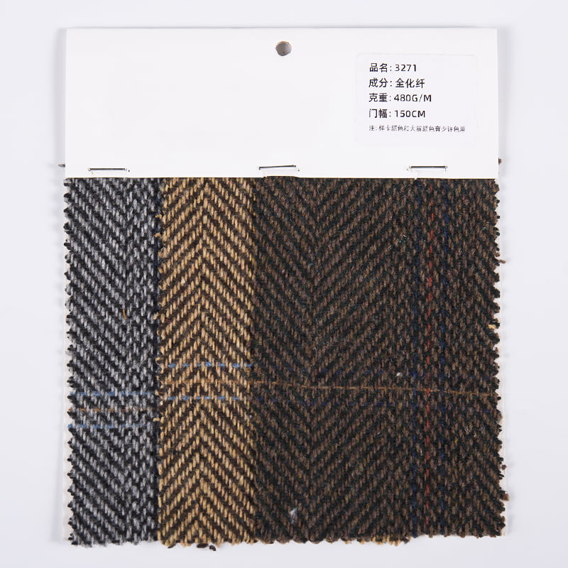 Herringbone Polyester Plaid Jacquard Fabric 3271