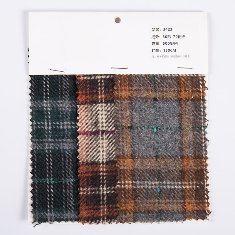 Classical Plaid Wool Tweed Fabric For Clothing In Winter 3423