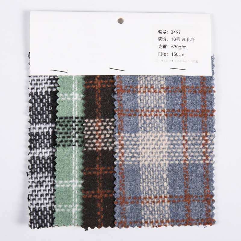 Dotted Lines Plaid Fashion Style Wool Tweed Fabric For Winter 3497