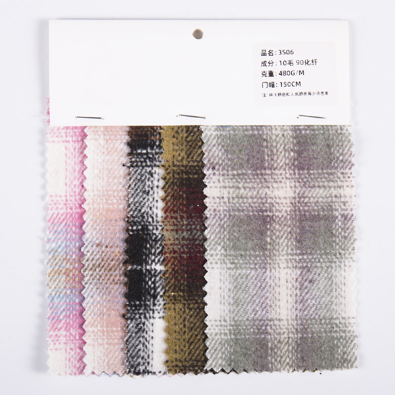 Graduated Color Plaid Check Tweed Fabric 3506