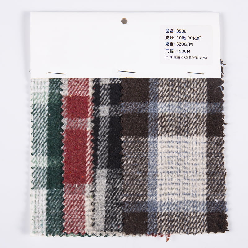 Check Multicolors Plaid Wool Tweed Fabric 3508