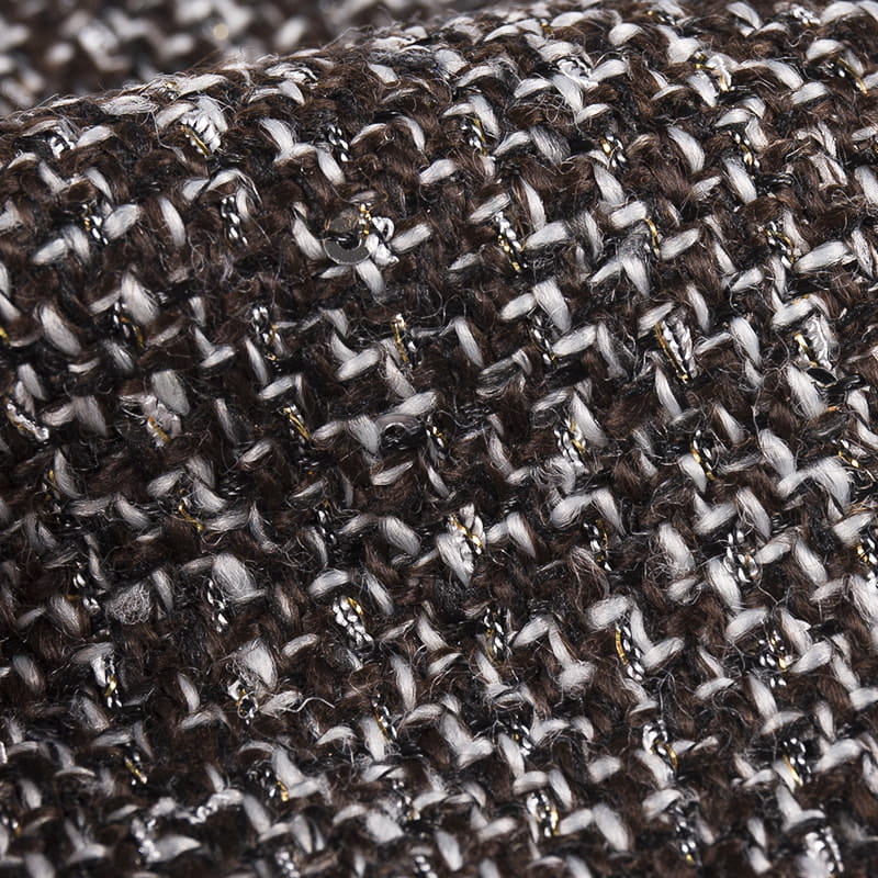 Metallic Sequins Brown Black Chanel Tweed Fabric 3527