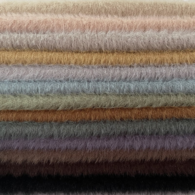 Polyester Nylon Knit Faux Brushed Mink Fur Winter Fabrics For Clothing H1816