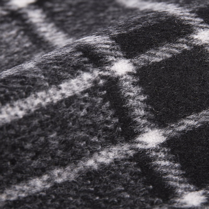 Black White Plaid Brush Woven Fleece Fabric SH2404