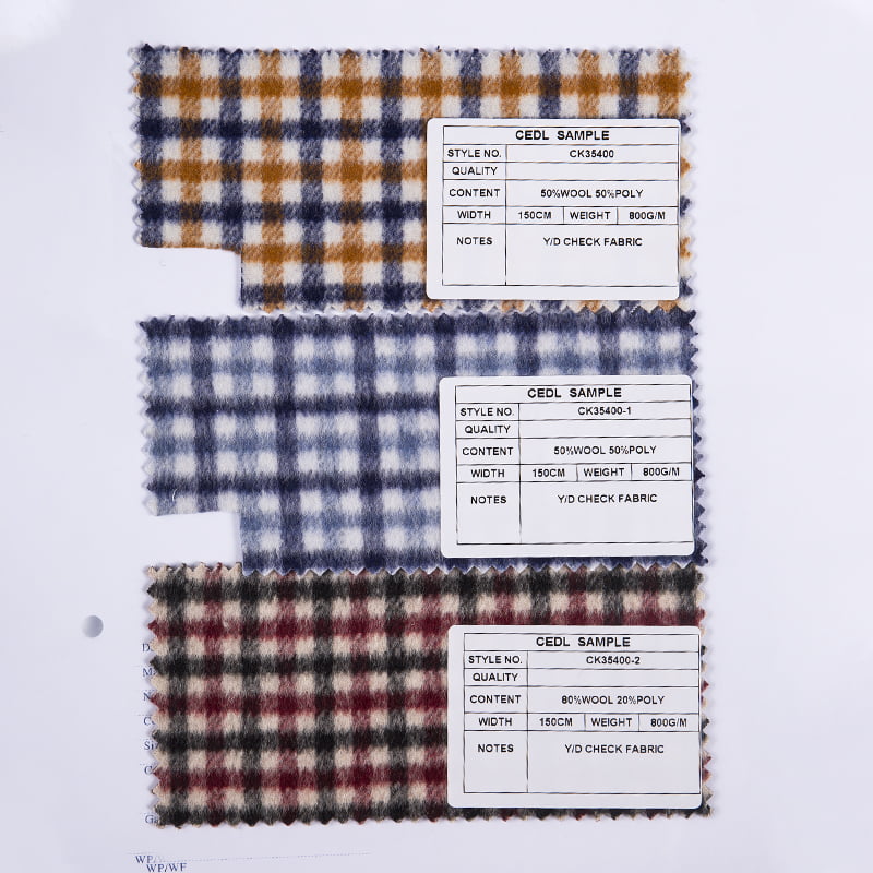 Contrast Color Vichy Jacquard Twill Check Fleece Fabric SH2410