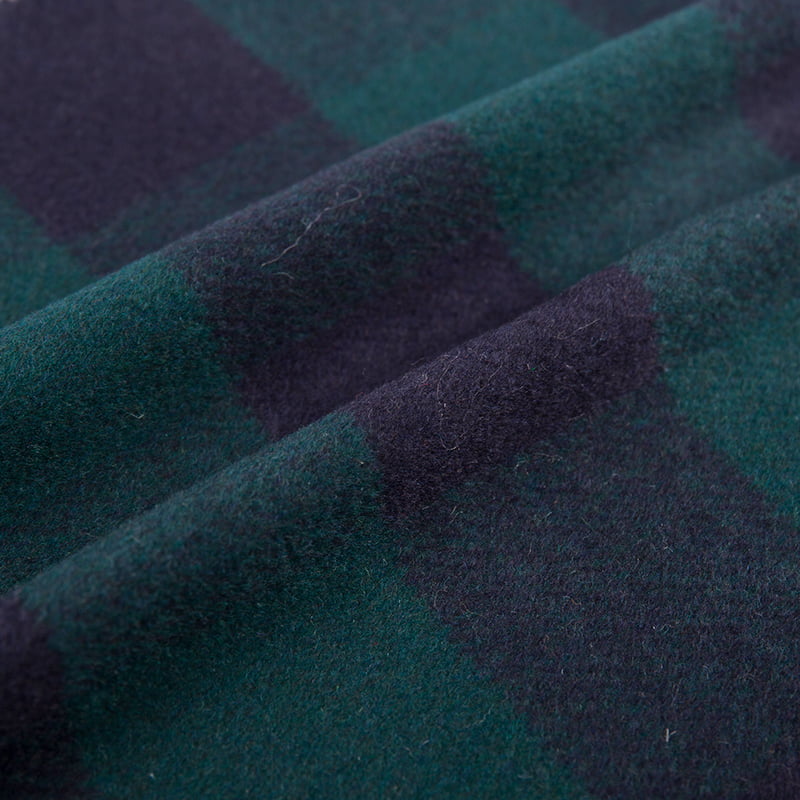 Green Blue Check Jacquard Brush Plaid Woven Fleece Fabric ZZH24015